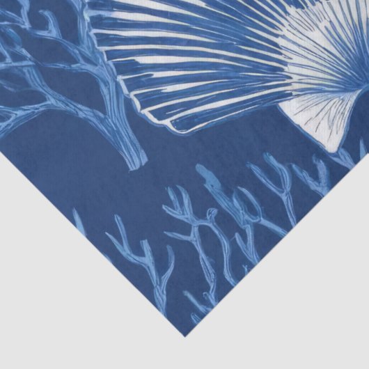 Blue Coastal Toile Seashell Coral Pattern (2) 薄葉紙 (詳細)