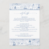 Blue Coastal Toile Wedding Details エンクロージャーカード (正面)