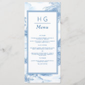 Blue Coastal Toile Wedding Flat Menu メニュー (正面)