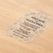 Blue Coastal Wedding アクリル招待状 (レイダウン)