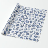 Blue Coastal Wrapping Paper Flat Sheet Set of 3 ラッピングペーパー (アンロールド)