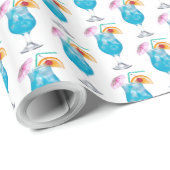 Blue Cocktail Drinks On White ラッピングペーパー (ロールコーナー)