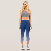 Blue Color Gradient with Laos Flag カプリレギンス (正面)