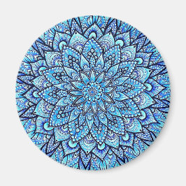 Blue Color Pencil Hand Drawn Mandala Design マグネット