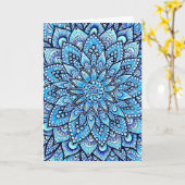 Blue Color Pencil Mandala Design Original Art  カード (黄色い花)