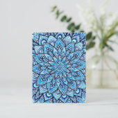 Blue Color Pencil Mandala Design Original Art  ポストカード (スタンド正面)