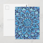 Blue Color Pencil Mandala Design Original Art  ポストカード (正面/裏面)