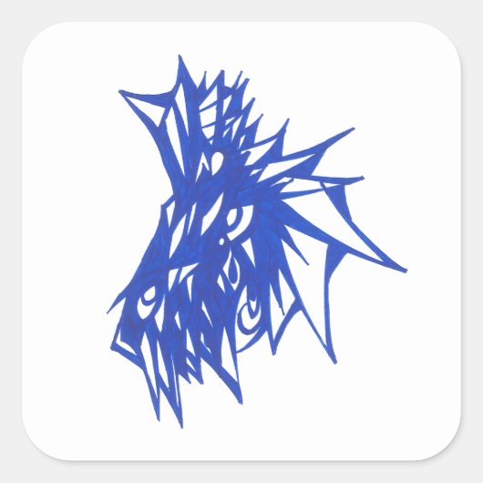 Blue Colorful Abstract Tribal Tattoo Art スクエアシール (正面)