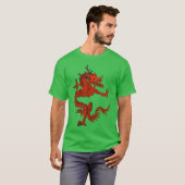 Blue Colorful Traditional Chinese Dragon in Moon Tシャツ (正面フル)