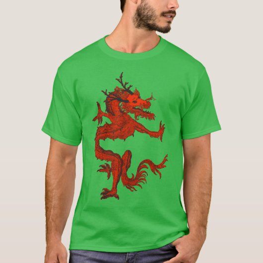 Blue Colorful Traditional Chinese Dragon in Moon Tシャツ (正面)