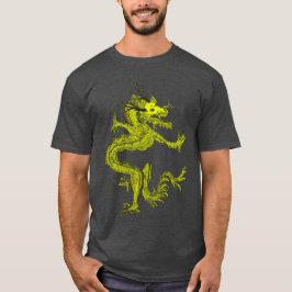 Blue Colorful Traditional Chinese Dragon in Moon Tシャツ