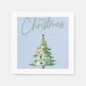 Blue Coloured Christmas Themed Paper Napkins スタンダードカクテルナプキン (正面)