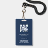Blue Company モダン Employee Photo Security QR ID バッジ (Back with Lanyard)