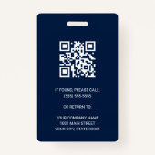Blue Company モダン Employee Photo Security QR ID バッジ (裏面)