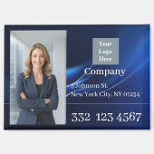 Blue Company Photo Logo Promotional Business マグネット (正面)