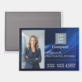 Blue Company Photo Logo Promotional Business マグネット (正面/裏面)