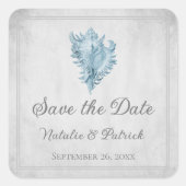 Blue Conch Shell日付ステッカーの保存 スクエアシール (正面)