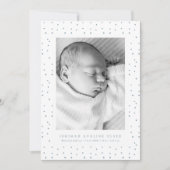 Blue Confetti Baby Birth Announcement Photo Card | 案内状 (正面)