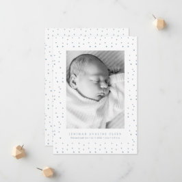 Blue Confetti Baby Birth Announcement Photo Card | 案内状