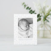 Blue Confetti Baby Birth Announcement Postcard ポストカード (スタンド正面)