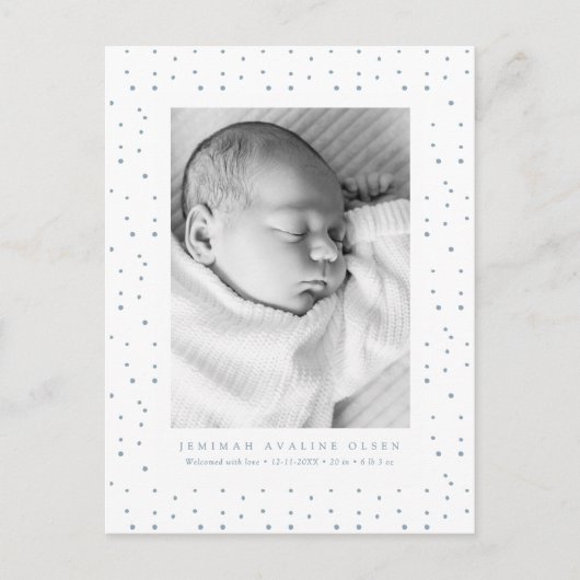 Blue Confetti Baby Birth Announcement Postcard ポストカード (正面)