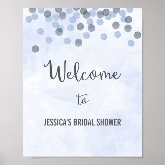 Blue Confetti Welcome Poster Print ポスター (正面)