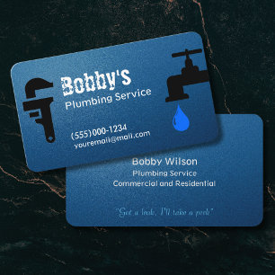 Blue Contractor Plumbing Service Chromeデザイン 名刺