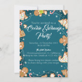 Blue Cookie Exchange Christmas Baking Party 招待状 (正面)