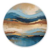 Blue copper and gold waves セラミックノブ (正面)