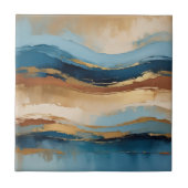 Blue copper and gold waves タイル (正面)