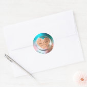 Blue Copper Drop 結婚の名グラデーション前に感謝 ラウンドシール (封筒)