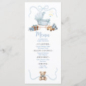 Blue Coquette Baby Carriage Baby Shower Flat Menu メニュー (正面)
