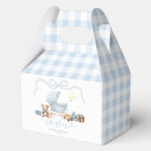 Blue Coquette Baby Carriage Boy Baby Shower フェイバーボックス (正面)