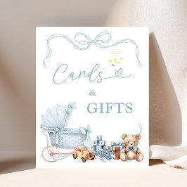 Blue Coquette Baby Carriage Cards and Gifts ポスター
