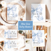 Blue Coquette Bow Boy Baby Shower Welcome Sign タペストリー