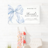 Blue Coquette Bow Boy Baby Shower Welcome Sign 横断幕 (インサイチュ)