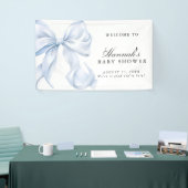 Blue Coquette Bow Boy Baby Shower Welcome Sign 横断幕 (トレードショー)