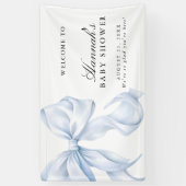 Blue Coquette Bow Boy Baby Shower Welcome Sign 横断幕 (縦)