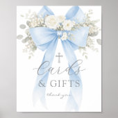 Blue Coquette Bow Cards and gifts Baptism ポスター (正面)