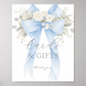 Blue Coquette Bow Cards and gifts Eucalyptus ポスター (正面)