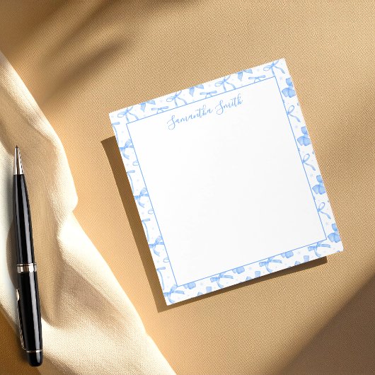 Blue Coquette Bow Custom Name  ノートパッド