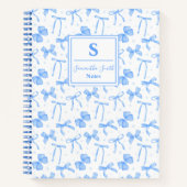 Blue Coquette Bow Custom Name ノートブック (正面)