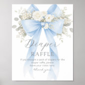 Blue Coquette Bow Diaper raffle Baby shower ポスター (正面)
