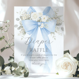 Blue Coquette Bow Diaper raffle Baby shower ポスター