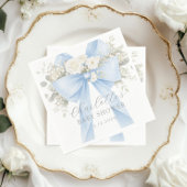 Blue Coquette Bow Floral Baby Boy Shower スタンダードカクテルナプキン