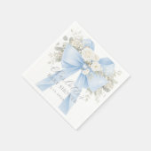 Blue Coquette Bow Floral Baby Boy Shower スタンダードカクテルナプキン (角)