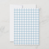 Blue Coquette Bow Gingham Boy Baby Shower サンキューカード (裏面)