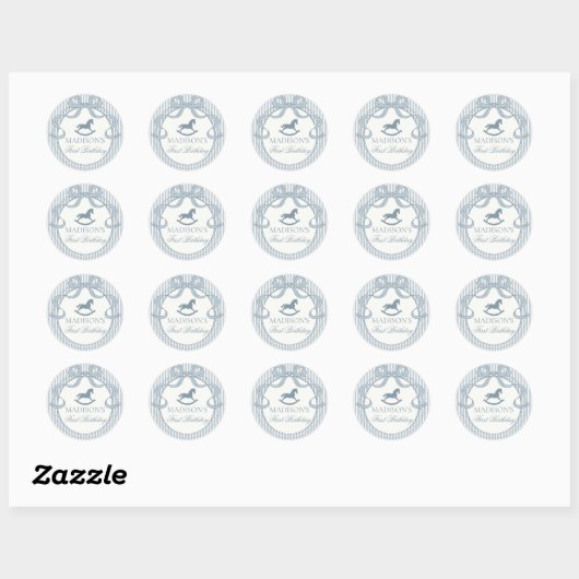 Blue Coquette Bow Horse Birthday Envelope Seal ラウンドシール (シート)