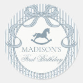 Blue Coquette Bow Horse Birthday Envelope Seal ラウンドシール (正面)