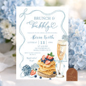 Blue Coquette Bow Hydrangea Bridal Shower 招待状